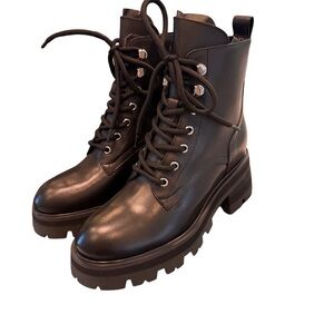 Marc Fisher LTD Womens Leather Lug Sole Ankle Boots Shoes Black Sz 5 BRAND NEW